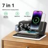 Portable 6-in-1 Wireless Charger | Phone, Watch & Earbuds Charging Dock with Clock & Night Light